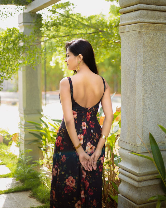 Midnight Bloom Corset Column Dress