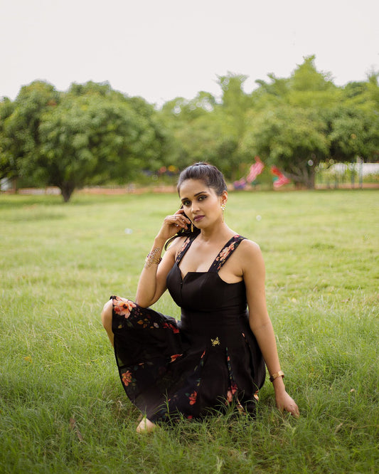 Midnight Bloom Mini Dress