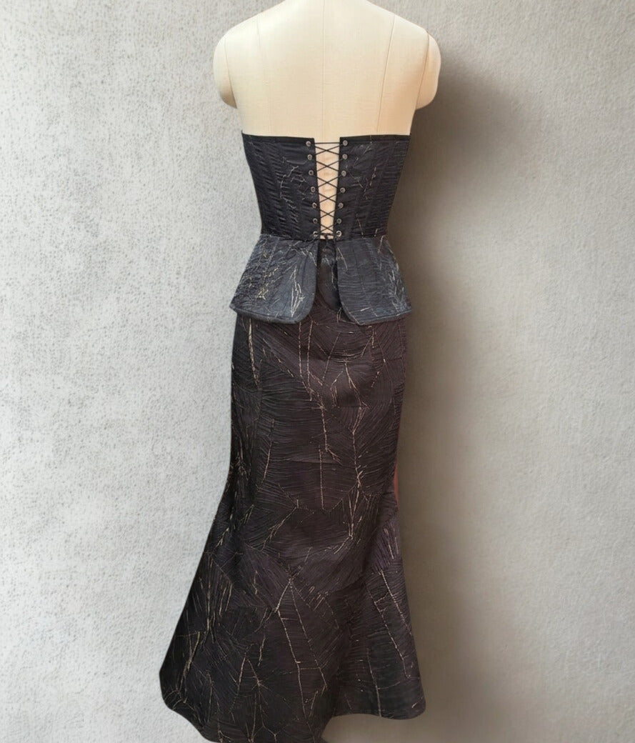 The Black Silk Corset Set