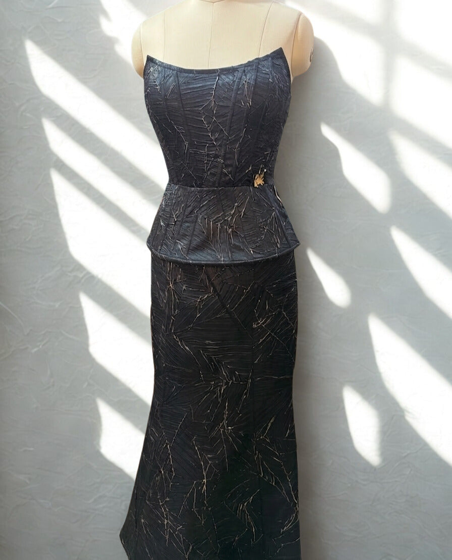 The Black Silk Corset Set
