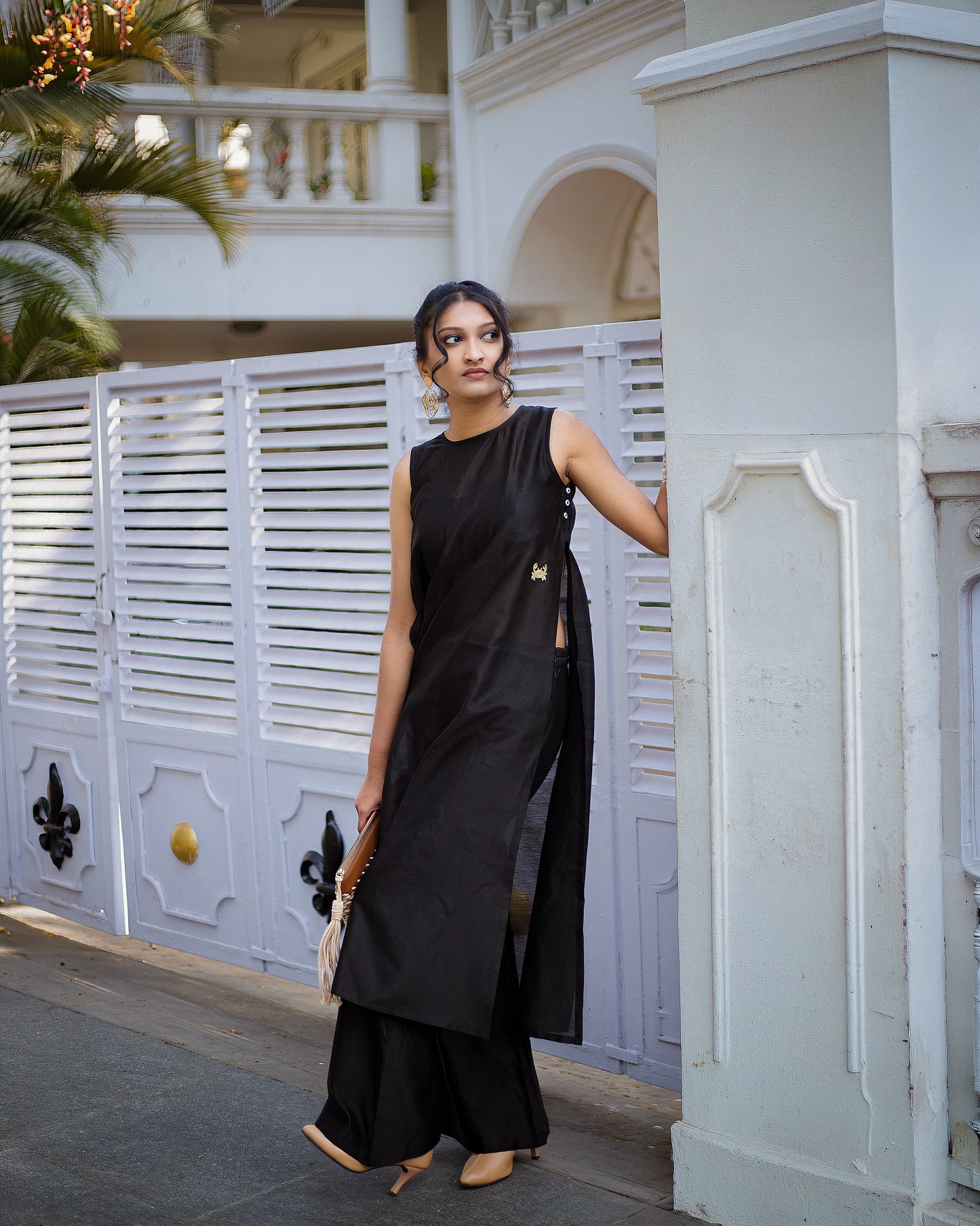 Black Chanderi Tunic Set