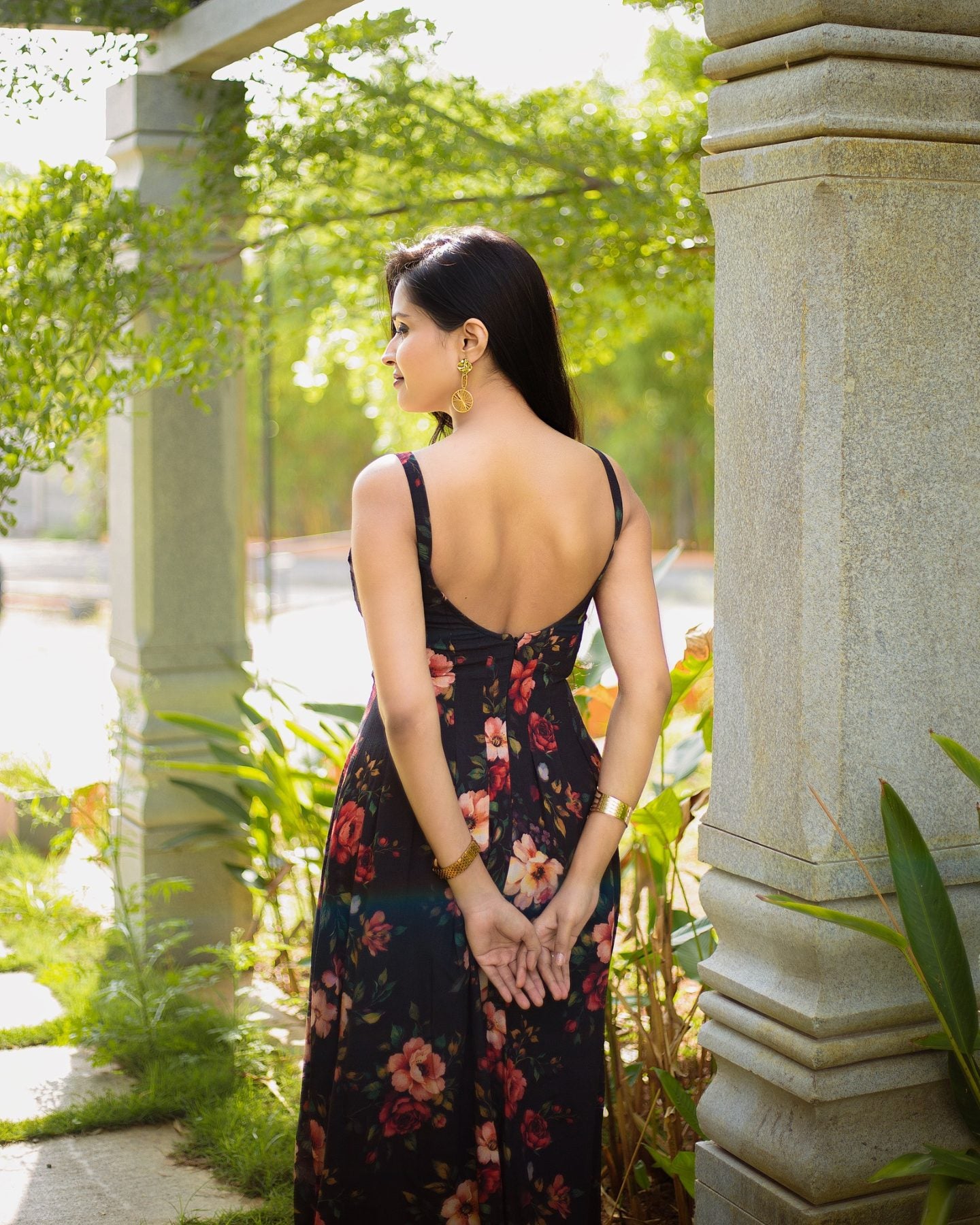 Midnight Bloom Corset Column Dress