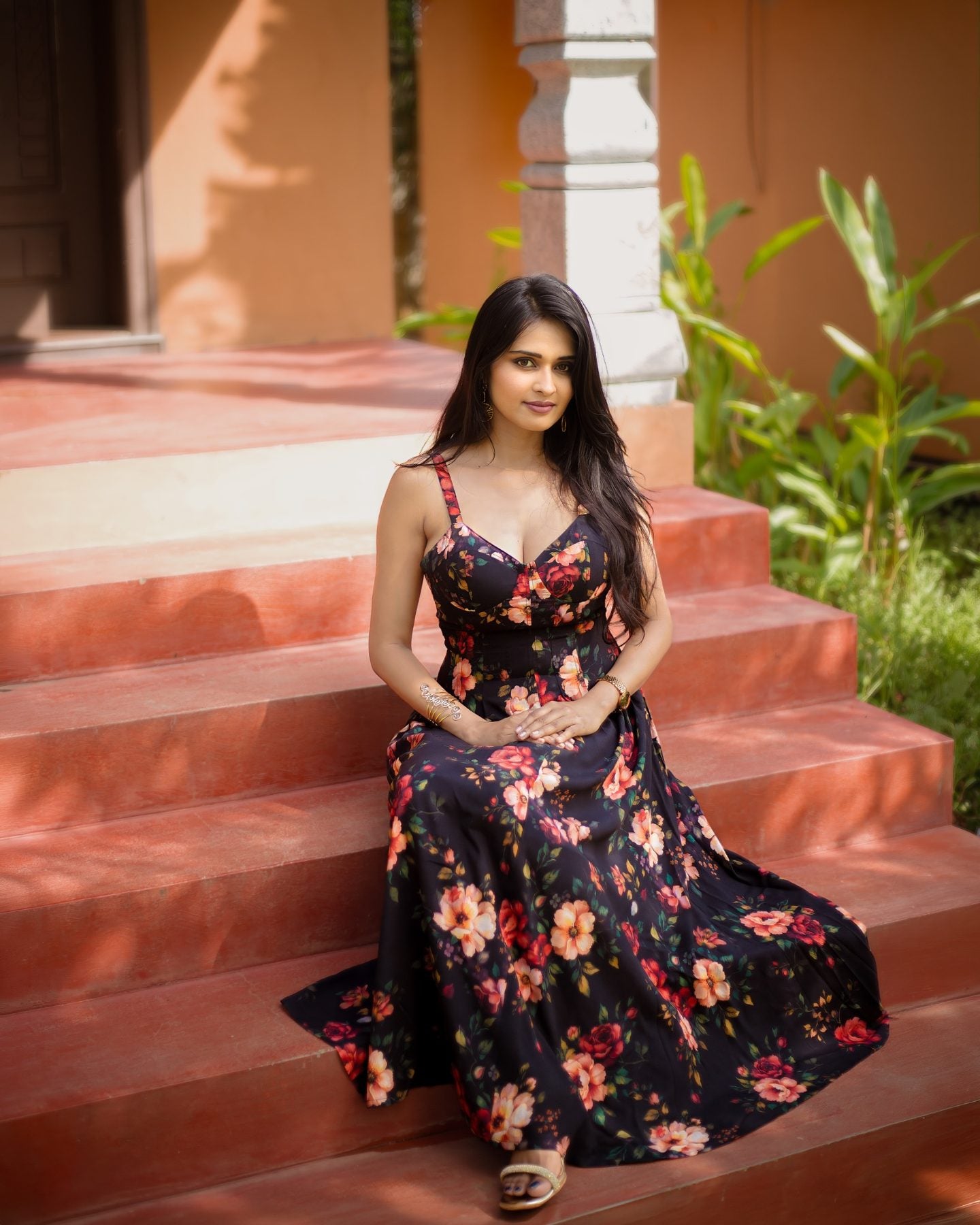 Midnight Bloom Corset Column Dress